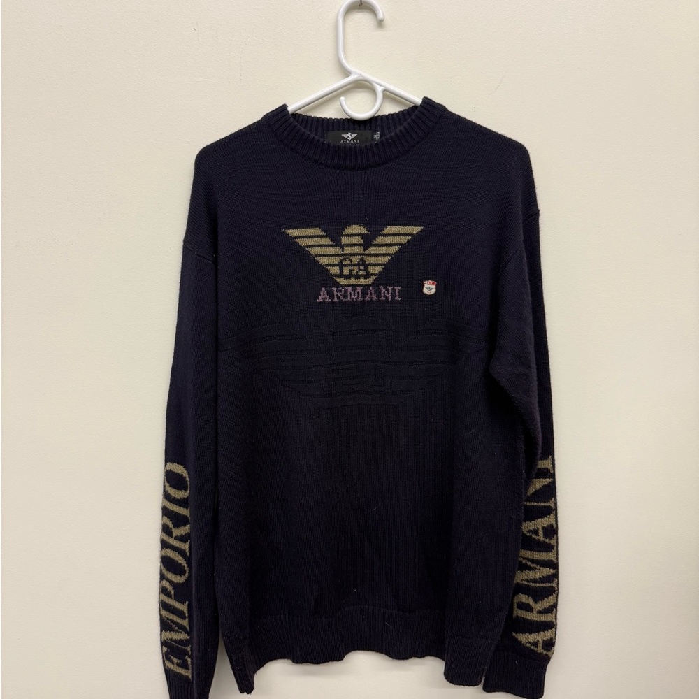 Emporio Armani Men’s purple Logo Crewneck Sweater